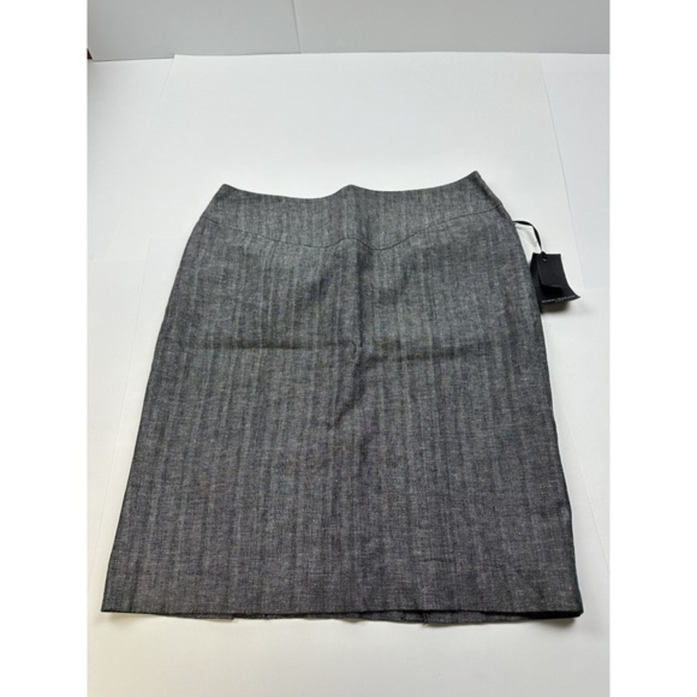 NWT Mario Serrani Italy Pencil Skirt Gray Lined Linen Blend Women's‎ 14 New